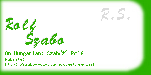 rolf szabo business card